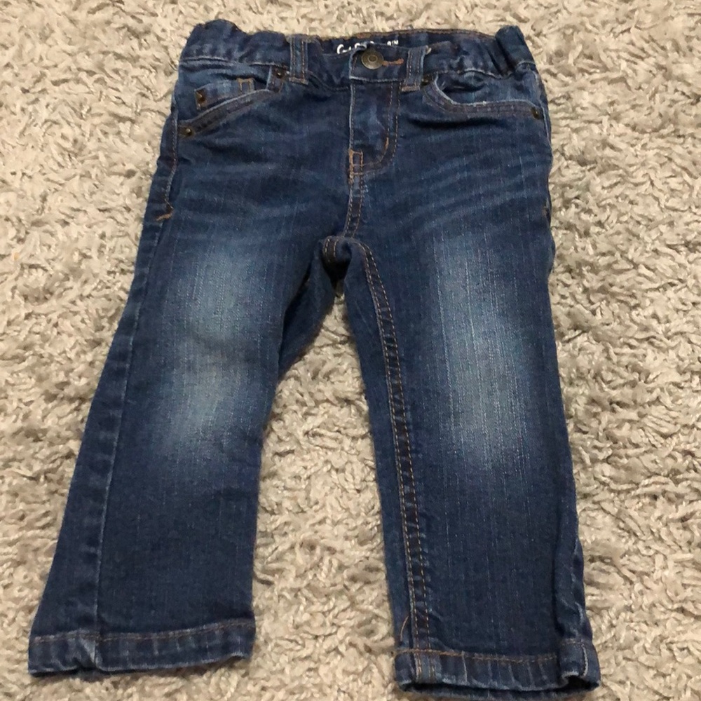18 months, blue jeans with pockets, snap & zipper